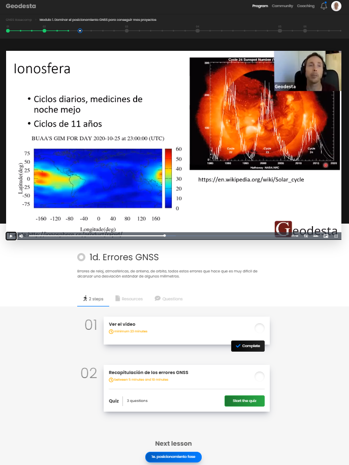 Ejemplo de una clase en la plataforma, con su practica y la posibilidad de preguntarme directamente.