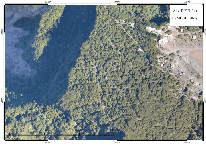 Secuencia de ortofotos del Irazú desde febrero de 2015 hasta febrero de 2020